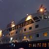 Returning to the ship on our zodiac in the snow